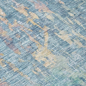 HomeRoots 5' Blue Abstract Washable Area Rug - Modern Indoor/Outdoor Design for Effortless Style & Durability 8' Round 607862