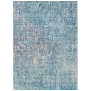 HomeRoots 5' Blue Abstract Washable Area Rug - Modern Indoor/Outdoor Design for Effortless Style & Durability 8' X 10' 607863