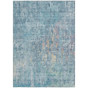 HomeRoots 5' Blue Abstract Washable Area Rug - Modern Indoor/Outdoor Design for Effortless Style & Durability 10' X 14' 607865