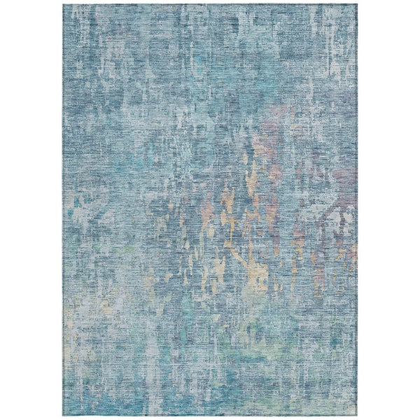 HomeRoots 5' Blue Abstract Washable Area Rug - Modern Indoor/Outdoor Design for Effortless Style & Durability 10' X 14' 607865