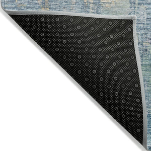HomeRoots 5' Blue Abstract Washable Area Rug - Modern Indoor/Outdoor Design for Effortless Style & Durability 10' X 14' 607865