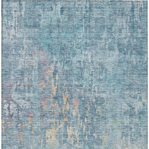 HomeRoots 5' Blue Abstract Washable Area Rug - Modern Indoor/Outdoor Design for Effortless Style & Durability 10' X 14' 607865