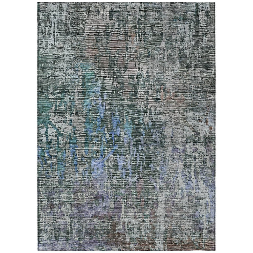 HomeRoots 5' Fern Green Abstract Indoor-Outdoor Area Rug – Stylish, Durable, Easy-Care for Any Space 5' X 8' 607867