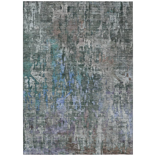 HomeRoots 5' Fern Green Abstract Indoor-Outdoor Area Rug – Stylish, Durable, Easy-Care for Any Space 5' X 8' 607867