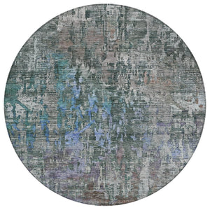 HomeRoots 5' Fern Green Abstract Indoor-Outdoor Area Rug – Stylish, Durable, Easy-Care for Any Space 8' Round 607868