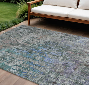HomeRoots 5' Fern Green Abstract Indoor-Outdoor Area Rug – Stylish, Durable, Easy-Care for Any Space 8' X 10' 607869