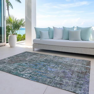 HomeRoots 5' Fern Green Abstract Indoor-Outdoor Area Rug – Stylish, Durable, Easy-Care for Any Space 8' X 10' 607869