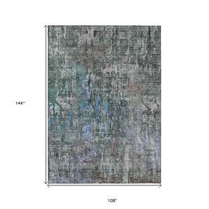 HomeRoots 5' Fern Green Abstract Indoor-Outdoor Area Rug – Stylish, Durable, Easy-Care for Any Space 9' X 12' 607870
