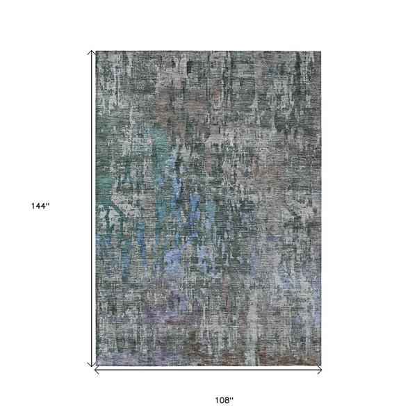 HomeRoots 5' Fern Green Abstract Indoor-Outdoor Area Rug – Stylish, Durable, Easy-Care for Any Space 9' X 12' 607870