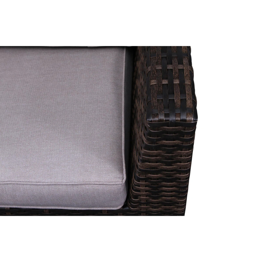 English Elm 122'' Handwoven HDPE Wicker Patio Sectional with Ottoman, Plush Water-Resistant Cushions, No Assembly Needed B120S00135