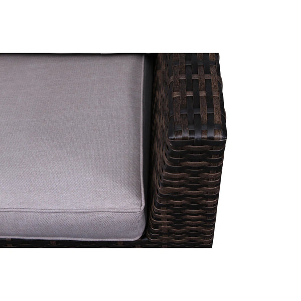 English Elm 122'' Handwoven HDPE Wicker Patio Sectional with Ottoman, Plush Water-Resistant Cushions, No Assembly Needed B120S00135