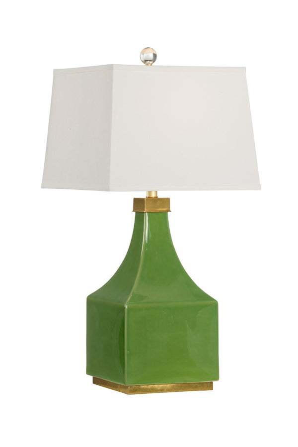 Wildwood Holden Lime-Glazed Porcelain Table Lamp With Antique Brass Mounting And Off-White Silkette Shade, 31.5" 60788