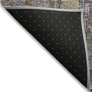 HomeRoots 5' Stylish Pewter Abstract Washable Area Rug for Indoor and Outdoor Spaces – Durable & Versatile Decor 8' X 10' 607881