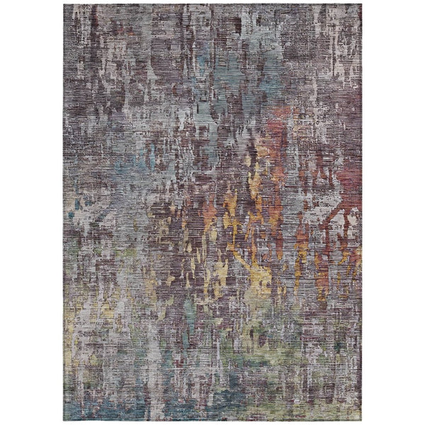 HomeRoots 5' Stylish Pewter Abstract Washable Area Rug for Indoor and Outdoor Spaces – Durable & Versatile Decor 9' X 12' 607882