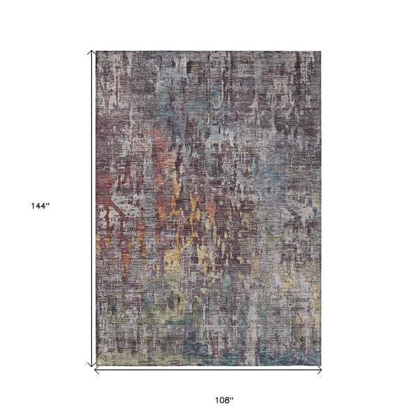 HomeRoots 5' Stylish Pewter Abstract Washable Area Rug for Indoor and Outdoor Spaces – Durable & Versatile Decor 9' X 12' 607882