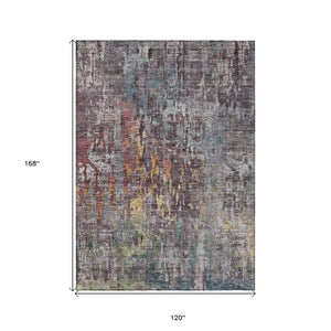 HomeRoots 5' Stylish Pewter Abstract Washable Area Rug for Indoor and Outdoor Spaces – Durable & Versatile Decor 10' X 14' 607883