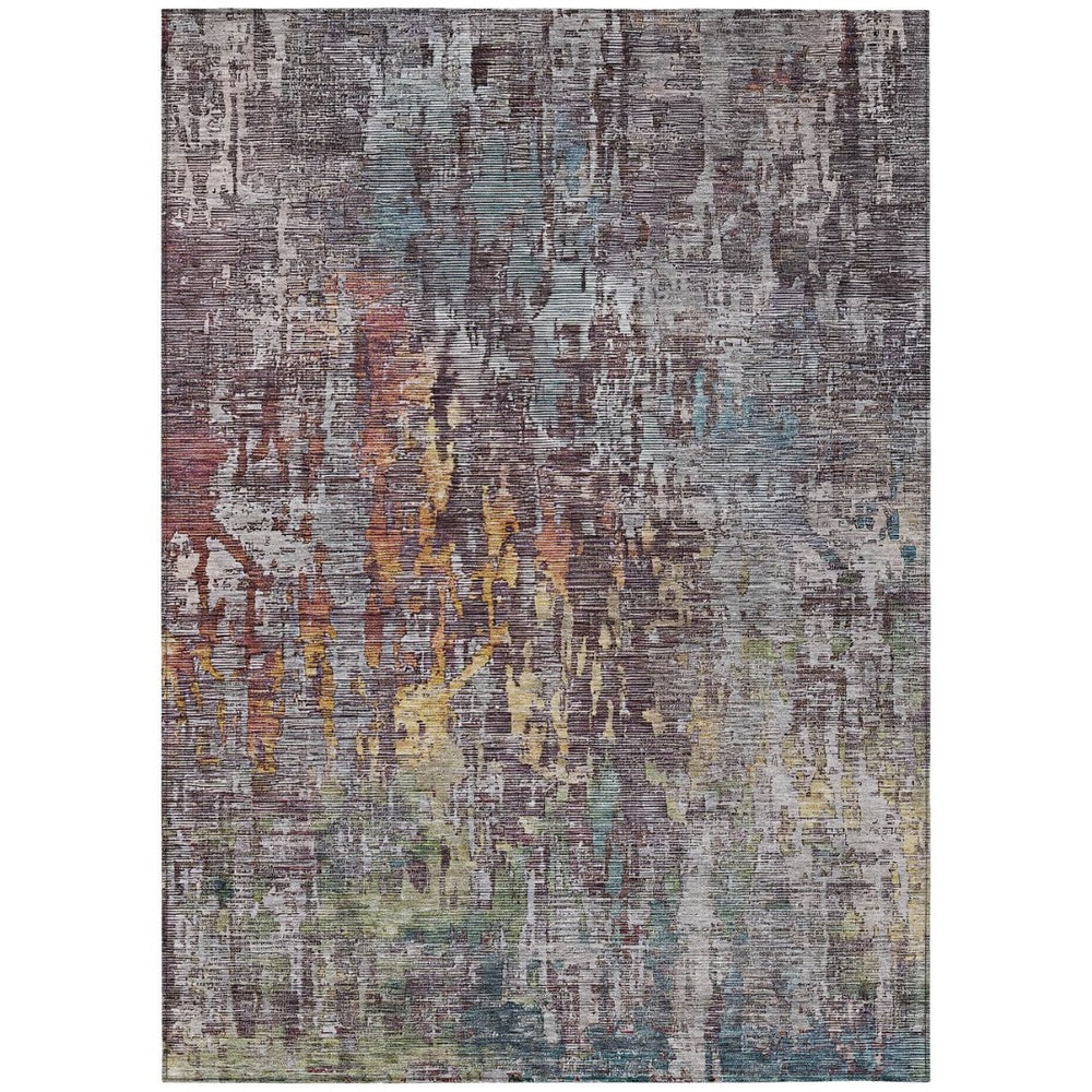 HomeRoots 5' Stylish Pewter Abstract Washable Area Rug for Indoor and Outdoor Spaces – Durable & Versatile Decor 10' X 14' 607883