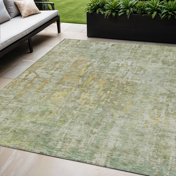HomeRoots 5' Modern Sage Abstract Washable Area Rug - Durable, Stylish Indoor/Outdoor Design for Any Space 5' X 8' 607885