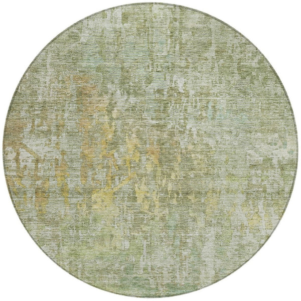 HomeRoots 5' Modern Sage Abstract Washable Area Rug - Durable, Stylish Indoor/Outdoor Design for Any Space 8' Round 607886