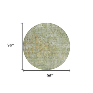 HomeRoots 5' Modern Sage Abstract Washable Area Rug - Durable, Stylish Indoor/Outdoor Design for Any Space 8' Round 607886