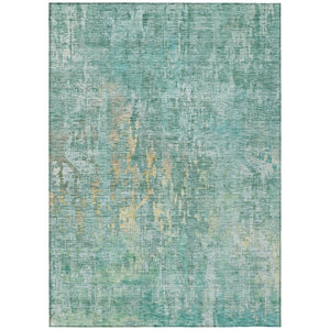 HomeRoots 5' Teal Blue Abstract Rug - Washable, Durable, Stylish Indoor/Outdoor Area Rug for High-Traffic Spaces 5' X 8' 607891