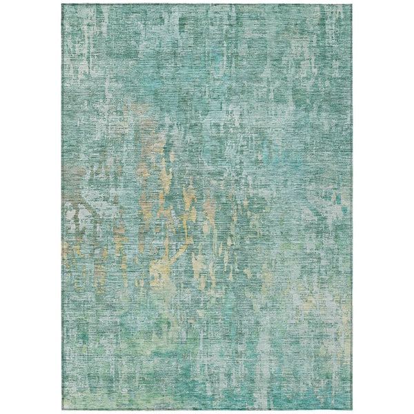 HomeRoots 5' Teal Blue Abstract Rug - Washable, Durable, Stylish Indoor/Outdoor Area Rug for High-Traffic Spaces 5' X 8' 607891