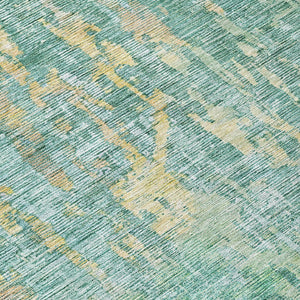 HomeRoots 5' Teal Blue Abstract Rug - Washable, Durable, Stylish Indoor/Outdoor Area Rug for High-Traffic Spaces 8' Round 607892