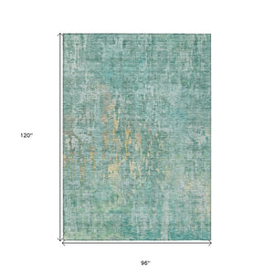 HomeRoots 5' Teal Blue Abstract Rug - Washable, Durable, Stylish Indoor/Outdoor Area Rug for High-Traffic Spaces 8' X 10' 607893