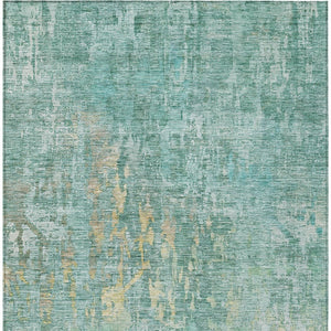 HomeRoots 5' Teal Blue Abstract Rug - Washable, Durable, Stylish Indoor/Outdoor Area Rug for High-Traffic Spaces 10' X 14' 607895