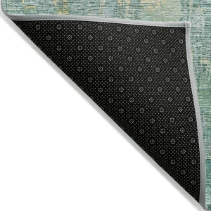 HomeRoots 5' Teal Blue Abstract Rug - Washable, Durable, Stylish Indoor/Outdoor Area Rug for High-Traffic Spaces 10' X 14' 607895