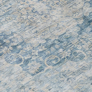 HomeRoots 5' Timeless Blue Floral Medallion Area Rug - Washable Indoor/Outdoor Style for High-Traffic Spaces 8' Round 607898