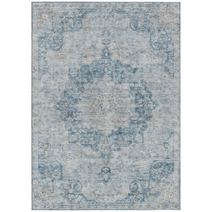 HomeRoots 5' Timeless Blue Floral Medallion Area Rug - Washable Indoor/Outdoor Style for High-Traffic Spaces 8' X 10' 607899