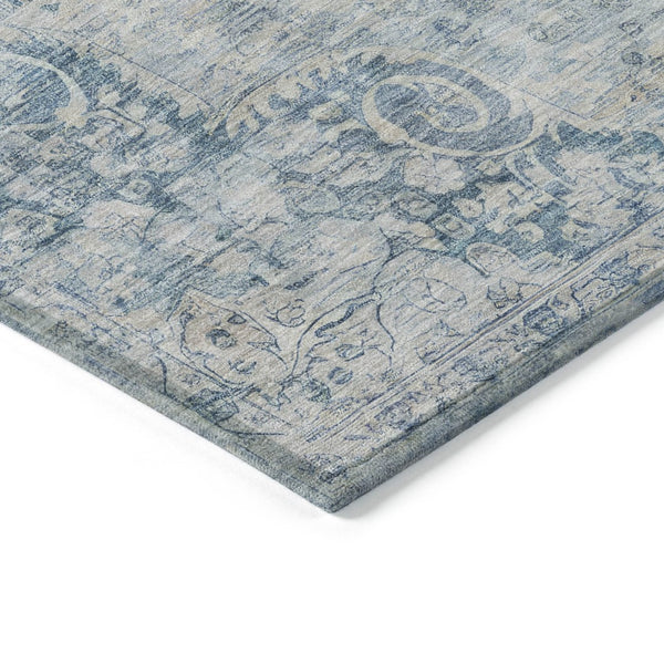 HomeRoots 5' Timeless Blue Floral Medallion Area Rug - Washable Indoor/Outdoor Style for High-Traffic Spaces 8' X 10' 607899