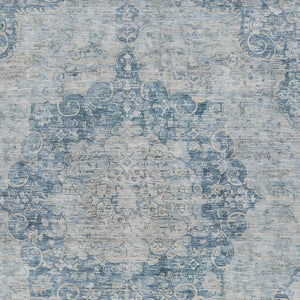 HomeRoots 5' Timeless Blue Floral Medallion Area Rug - Washable Indoor/Outdoor Style for High-Traffic Spaces 8' X 10' 607899