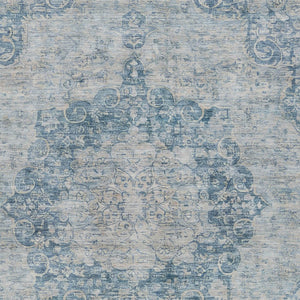HomeRoots 5' Timeless Blue Floral Medallion Area Rug - Washable Indoor/Outdoor Style for High-Traffic Spaces 10' X 14' 607901