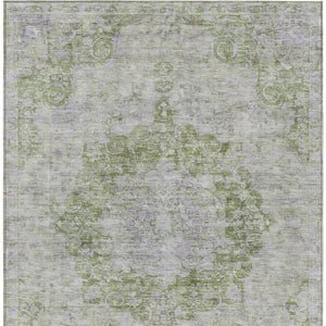 HomeRoots 5' Olive Green Floral Medallion Area Rug – Durable, Washable & Perfect for Indoor or Outdoor Spaces 5' X 8' 607909