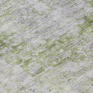 HomeRoots 5' Olive Green Floral Medallion Area Rug – Durable, Washable & Perfect for Indoor or Outdoor Spaces 8' Round 607910