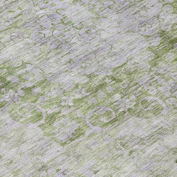 HomeRoots 5' Olive Green Floral Medallion Area Rug – Durable, Washable & Perfect for Indoor or Outdoor Spaces 8' Round 607910