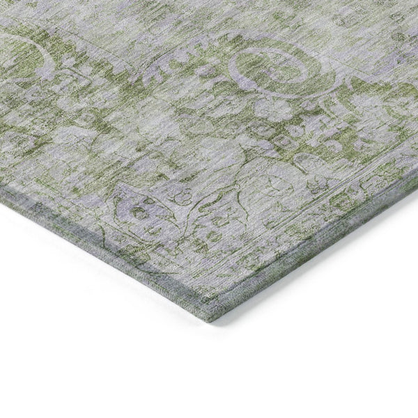 HomeRoots 5' Olive Green Floral Medallion Area Rug – Durable, Washable & Perfect for Indoor or Outdoor Spaces 8' X 10' 607911