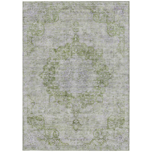 HomeRoots 5' Olive Green Floral Medallion Area Rug – Durable, Washable & Perfect for Indoor or Outdoor Spaces 9' X 12' 607912