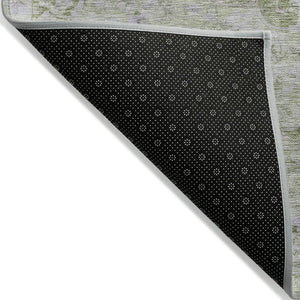 HomeRoots 5' Olive Green Floral Medallion Area Rug – Durable, Washable & Perfect for Indoor or Outdoor Spaces 9' X 12' 607912