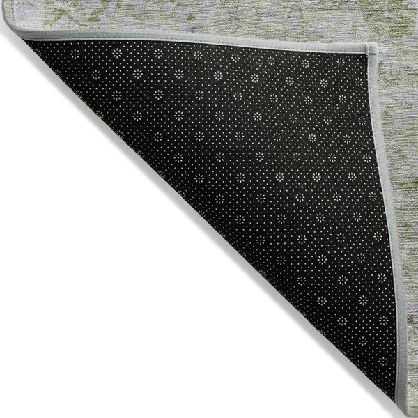 HomeRoots 5' Olive Green Floral Medallion Area Rug – Durable, Washable & Perfect for Indoor or Outdoor Spaces 9' X 12' 607912