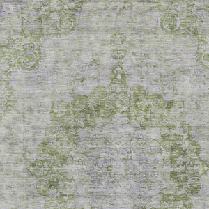 HomeRoots 5' Olive Green Floral Medallion Area Rug – Durable, Washable & Perfect for Indoor or Outdoor Spaces 9' X 12' 607912