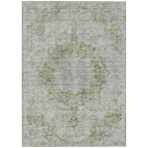 HomeRoots 5' Olive Green Floral Medallion Area Rug – Durable, Washable & Perfect for Indoor or Outdoor Spaces 10' X 14' 607913