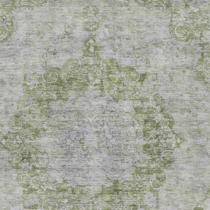 HomeRoots 5' Olive Green Floral Medallion Area Rug – Durable, Washable & Perfect for Indoor or Outdoor Spaces 10' X 14' 607913