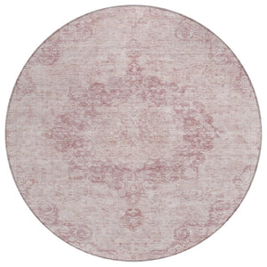 HomeRoots 5' Pink Floral Medallion Area Rug - Durable, Washable Design for Indoor & Outdoor Spaces 8' Round 607916