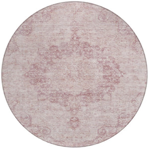 HomeRoots 5' Pink Floral Medallion Area Rug - Durable, Washable Design for Indoor & Outdoor Spaces 8' Round 607916