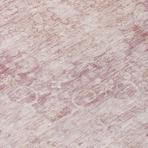 HomeRoots 5' Pink Floral Medallion Area Rug - Durable, Washable Design for Indoor & Outdoor Spaces 8' Round 607916