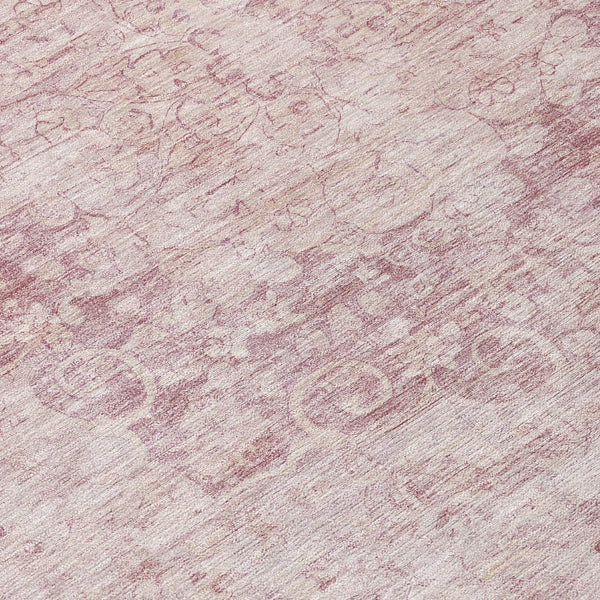 HomeRoots 5' Pink Floral Medallion Area Rug - Durable, Washable Design for Indoor & Outdoor Spaces 8' Round 607916