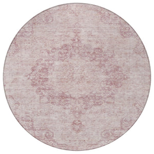 HomeRoots 5' Pink Floral Medallion Area Rug - Durable, Washable Design for Indoor & Outdoor Spaces 8' Round 607916